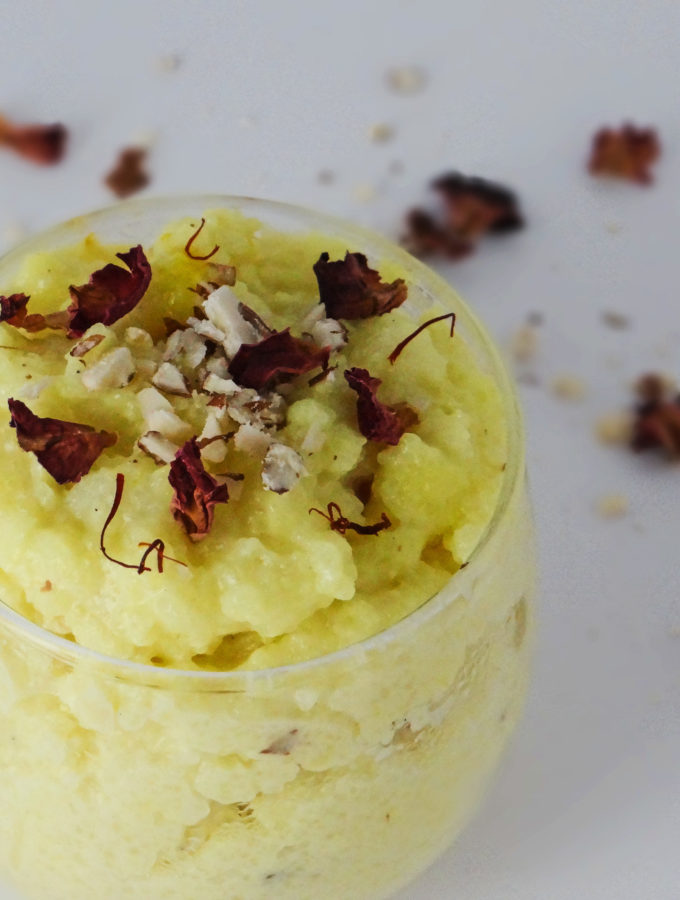 Rose Scented Phirni (Rice Pudding)