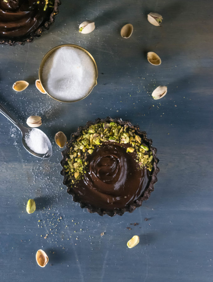 Dark Chocolate Pistachio Tarts For Two | Valentine’s Day Dessert