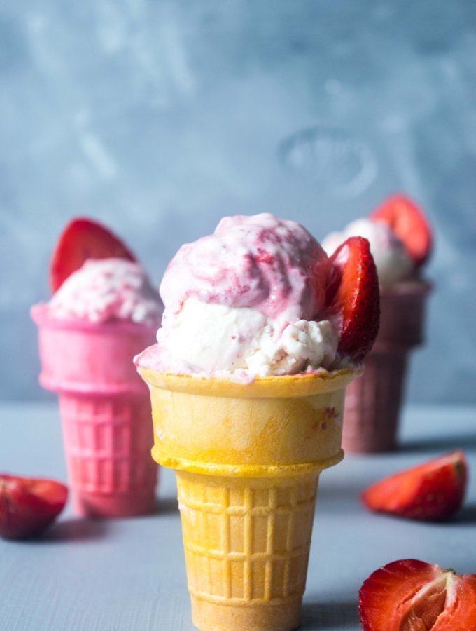 Strawberry & Feta No Churn Ice Cream